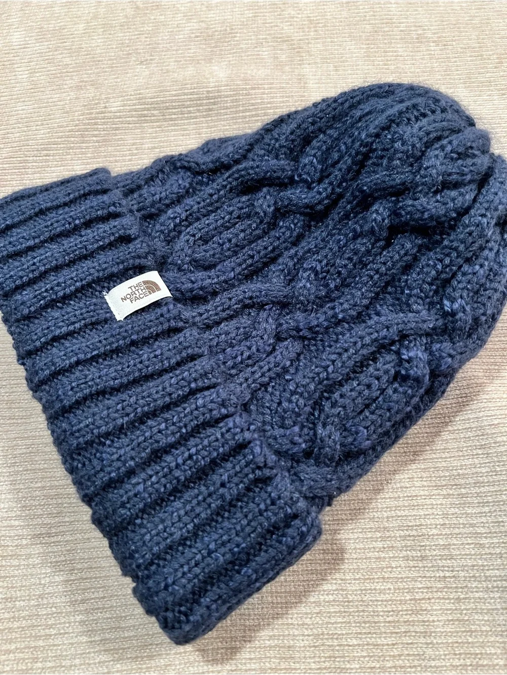 The North Face Dark Navy Cable Knit Cuffed Beanie